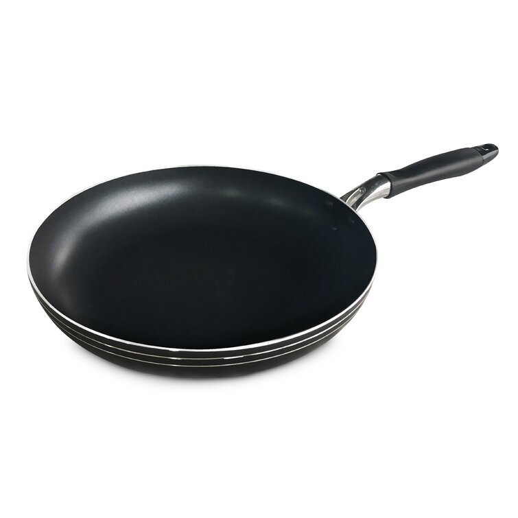 Bene Casa - Black Nonstick Aluminum Frying Pan with Glass Lid (6) -  Dishwasher Safe for Easy Cleaning