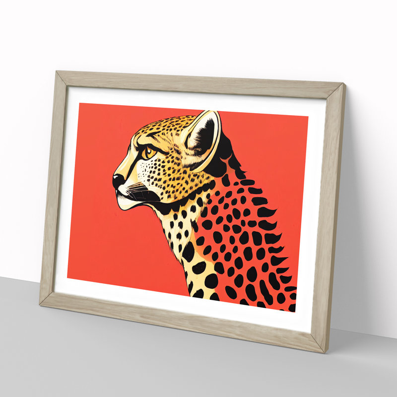 Illuminated Cheetah - Single Picture Frame Print, 34cm H x 46cm W x 2cm D, Oak