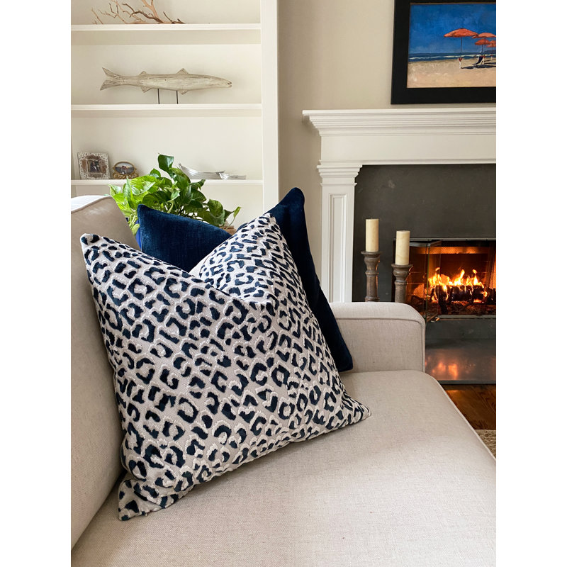 Housse de coussin en velours, Bleu marine, 22 po x 22 po