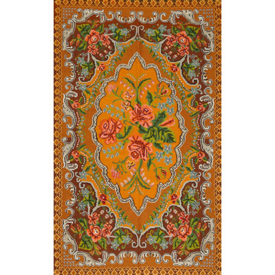 Tapis oriental brun / vert / gris