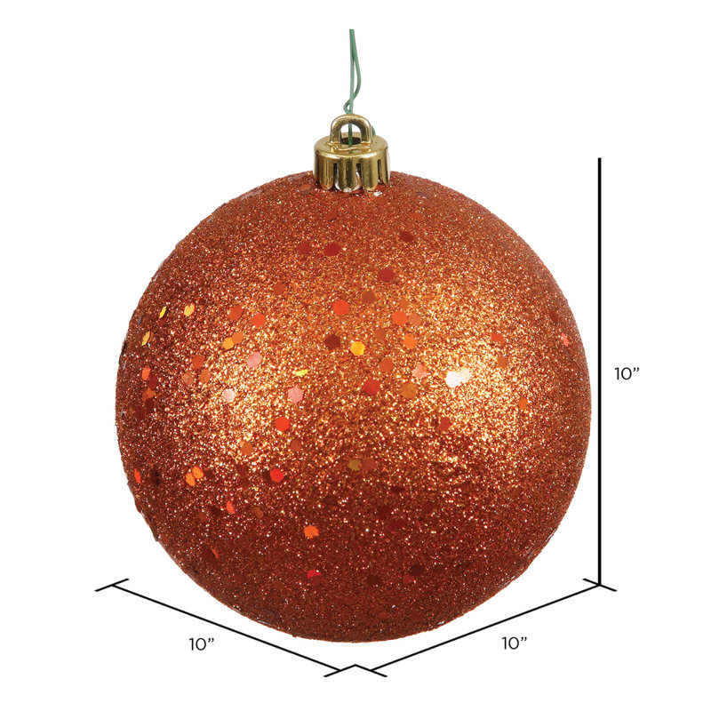 Ornement de Noël en forme de boule, H 10 po x l 10 po x P 10 po, Orange brûlé
