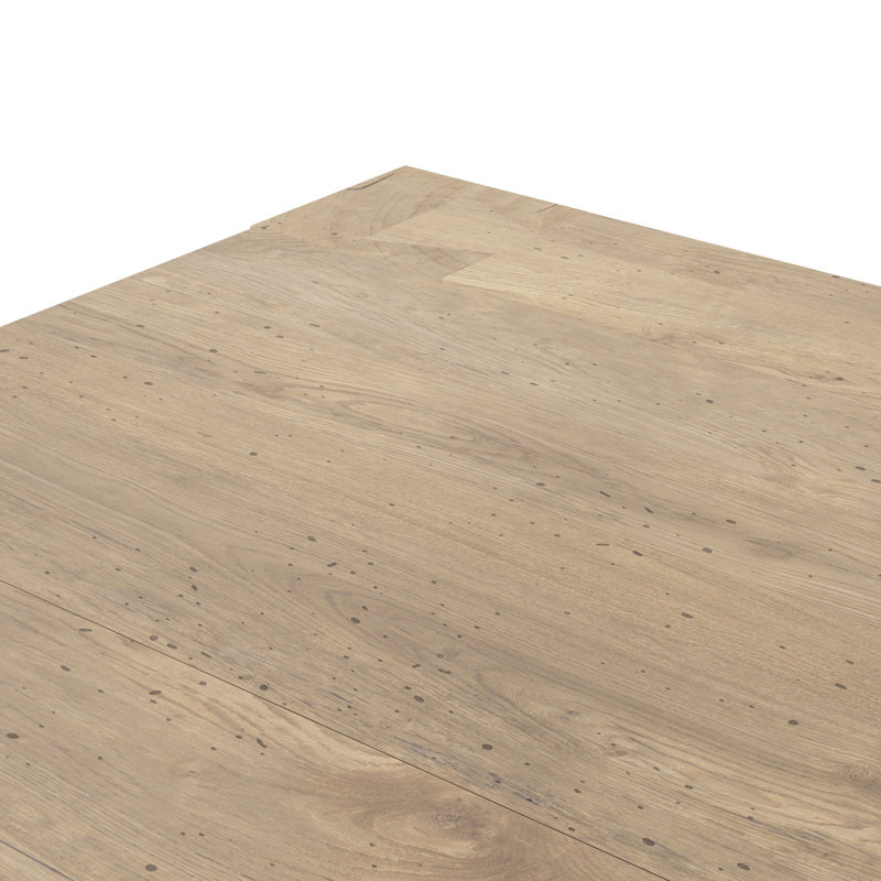 Hudson Solid Wood 4 Legs Coffee Table, 15" H x 70" W x 35" D, Whitewash Rustic Wormwood Oak