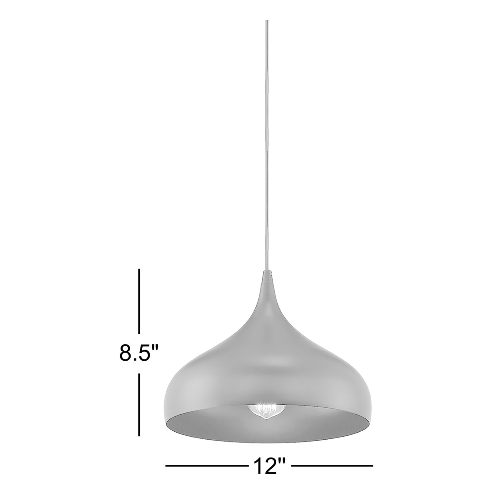 Marselia Single Light Metal Dimmable Plug-in Pendant, Matte Black