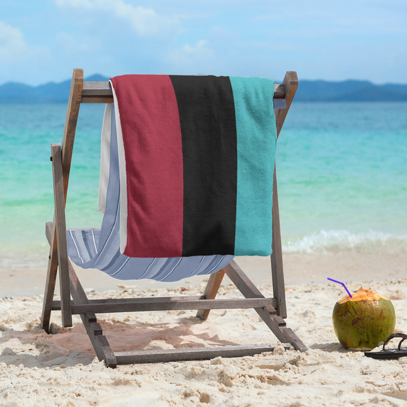 Beach Towel, Sedona Red/Black/Teal, Polyester/Cotton, Beach Towel