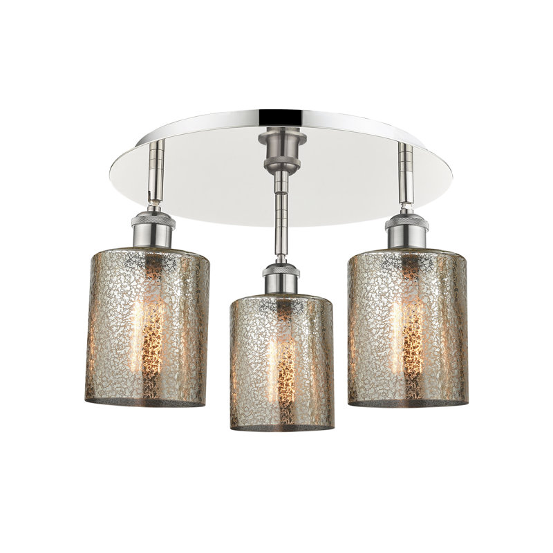 Dublin Glass Semi Flush Mount, Mercury, Polished Nickel