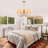 6-Light Boho Natural Hand-Woven Rattan Chandelier With Fabric Shade, Antique Gold Brass Farmhouse Light Fixtures For Dining Room Kitchen Island Living Room
