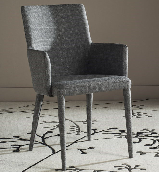 20'' H Metal Armchair, Gray Linen