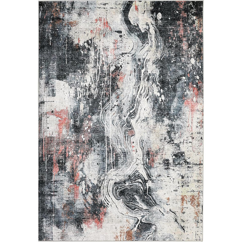 Area Rugs 4x6, Non-Slip, Machine Washable Oriental Rugs, Low Pile, Soft Ultra-Thin Carpet for Living Room, Bedroom, Dining Room, Office