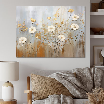 Fleurs sauvages beiges élégance florale V sur toile
