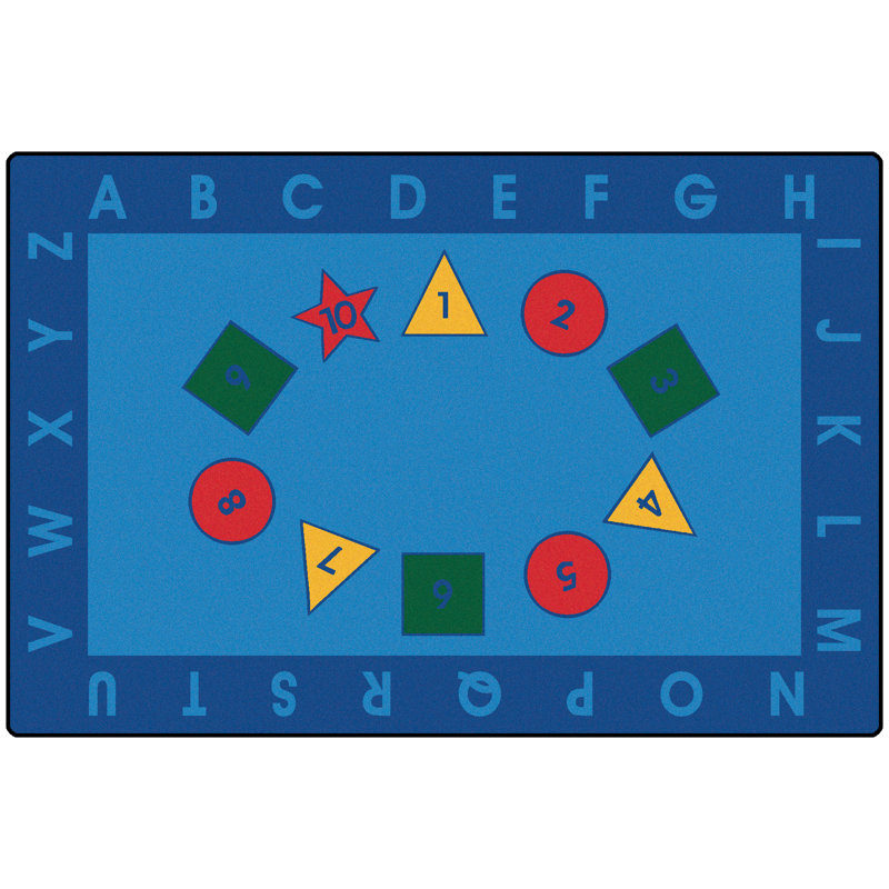 Light Blue Synthetic Non-slip Rectangular Kids Rug