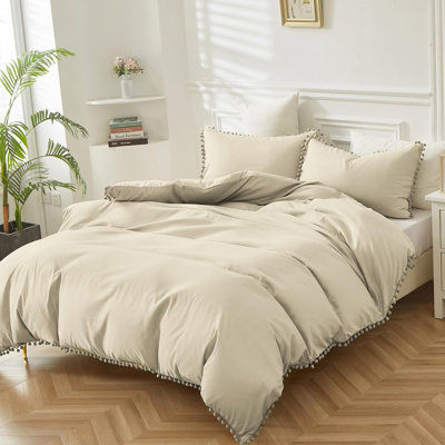 Polyester Solid Colour Duvet Cover with Pillowcases