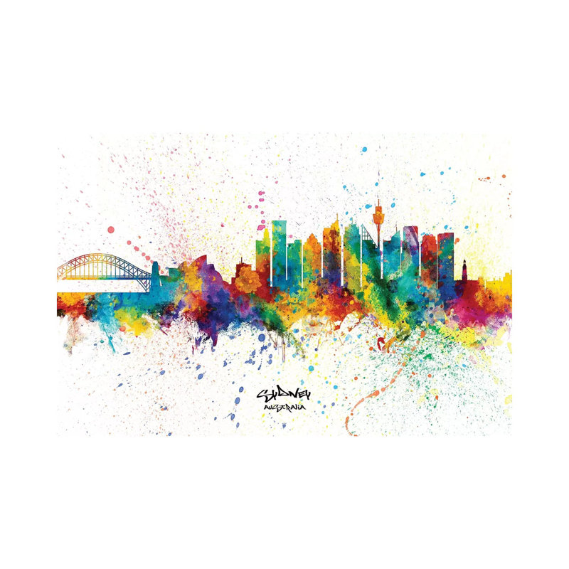 Sydney Australia Skyline Splash by Michael Tompsett - Wrapped Canvas Print, 101.6 cm H x 66.04 cm W x 3.175 cm D
