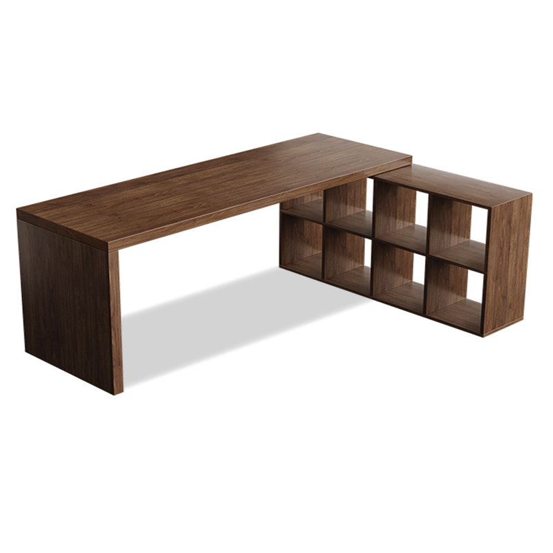Bureau simple et moderne en L en bois massif avec armoire de rangement, H 29,53 po x l 78,74 po x P 55,12 po