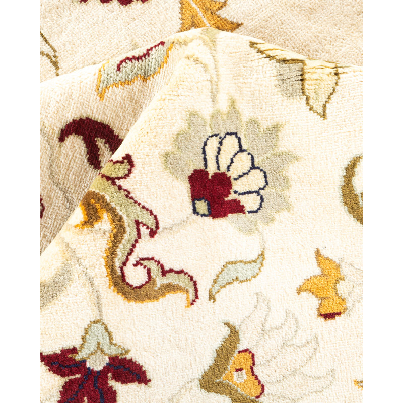 One-of-a-Kind Hayner Hand-Knotted 1990s 12' x 15'5" Wool Area Rug in Ivory/Red/Green/Blue