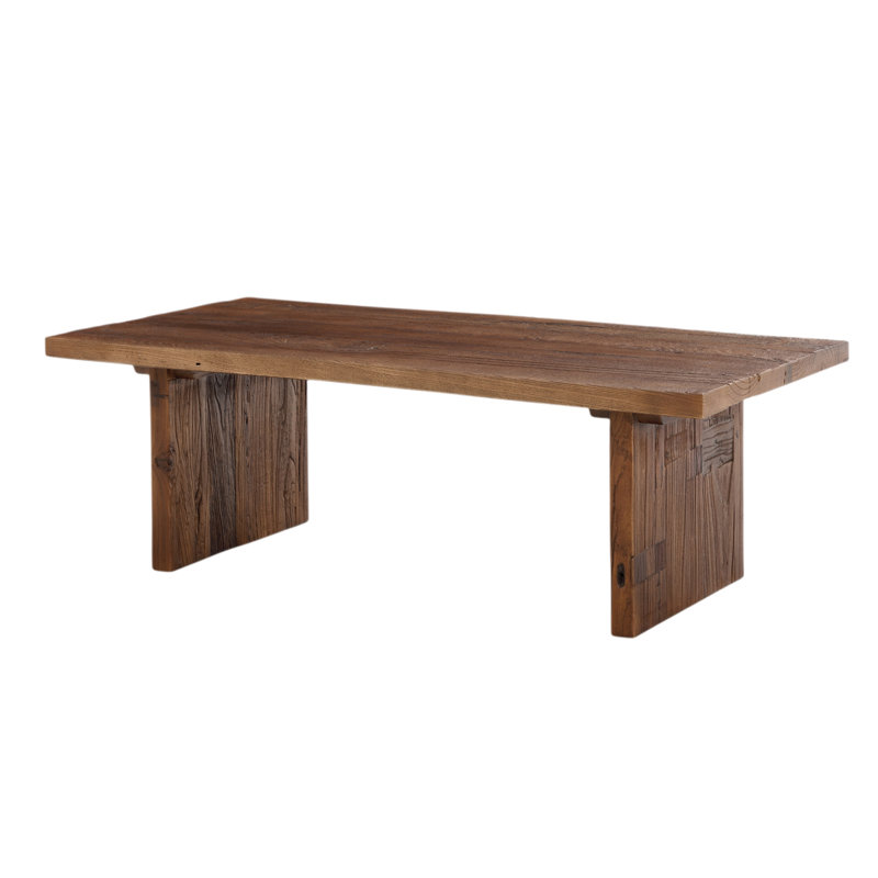 Table basse rectangulaire de style campagnard en bois massif de 119 cm (47 po), table basse rustique en forme de traîneau pour salon