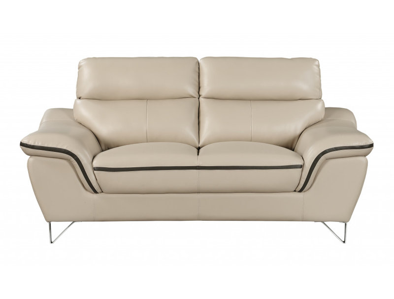 Three Piece Indoor White Genuine Leather Six Person Seating Set