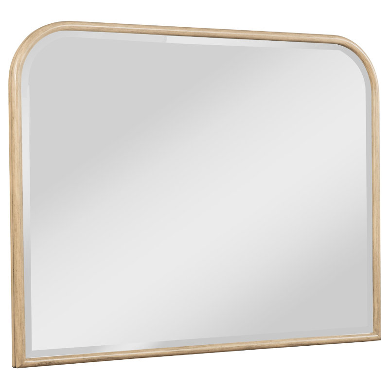 Lno Dresser Mirror, Beige Oak Wood Frame, Rectangular 36 Inch
