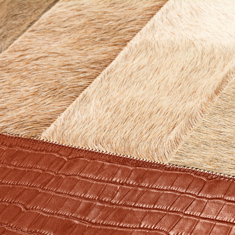 Hermes Cowhide Geometric Area Rug, Rectangle 5' x 8'