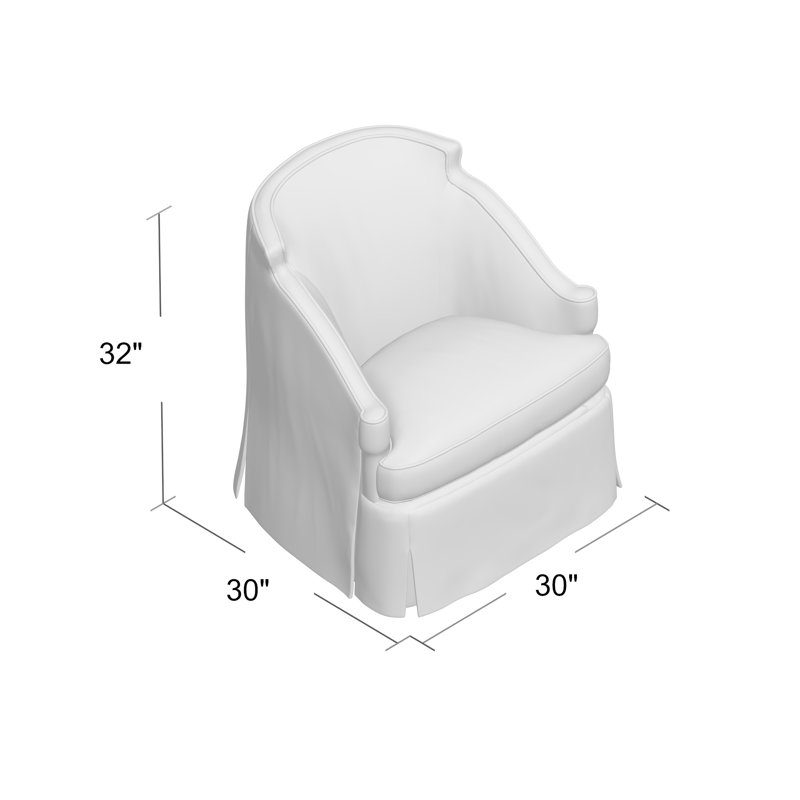 Fauteuil pivotant de 76,2 cm de large Barbara, Brouillard blanc