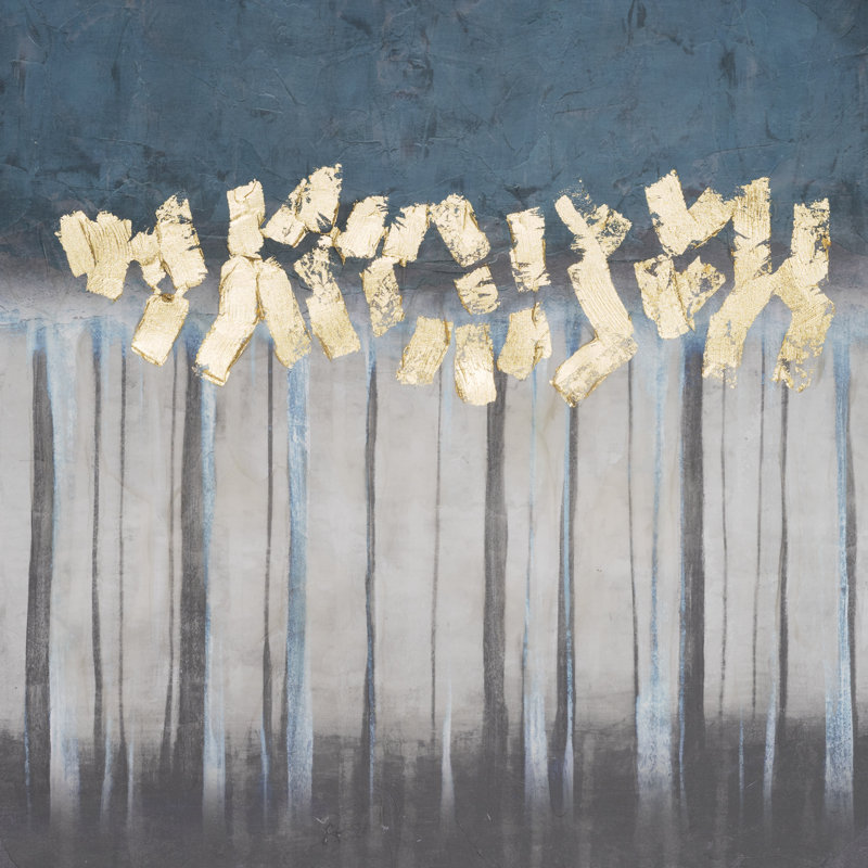 «Embellished Treeline I», peinture sur toile, H 12 po x l 12 po, Toile tendue