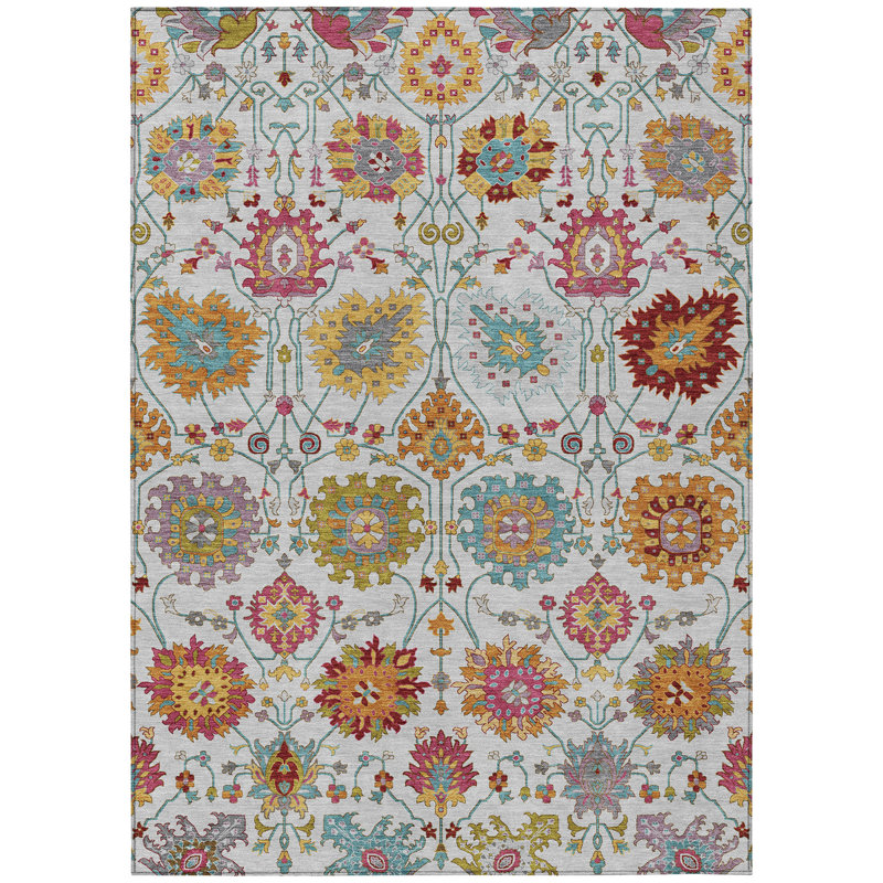 Machine Washable Indoor/Outdoor Chantille ACN2288 Damask Rug, Rectangle 9' x 12'