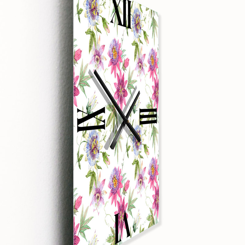 Passiflore rose - Horloge murale traditionnelle, Petit