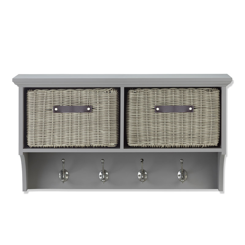 Anita Solid Wood Cube Shelf, Grey/Grey