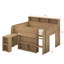 Lit mezzanine double en bois avec plusieurs tablettes de rangement, bureau et DEL-493636683