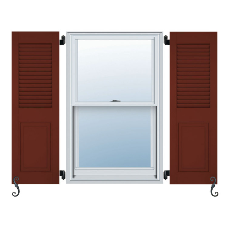 Atlantic Architectural Louvre Top & Raised Panel Bottom, Combination Shutter Pair