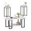 Ensemble de 3 tables basses modernes en faux marbre avec tablettes de rangement ouvertes, table de centre rectangulaire et tables d'appoint rondes, ensemble de meubles de salon avec structure en métal noir-129492869-129492871