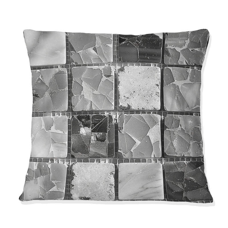 Carreau de mosaïque gris moderne - coussin décoratif moderne, H 16 po x l 16 po