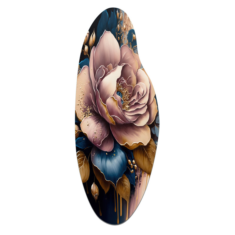 Art mural asymétrique en forme de rose, H 38 po x l 15 po
