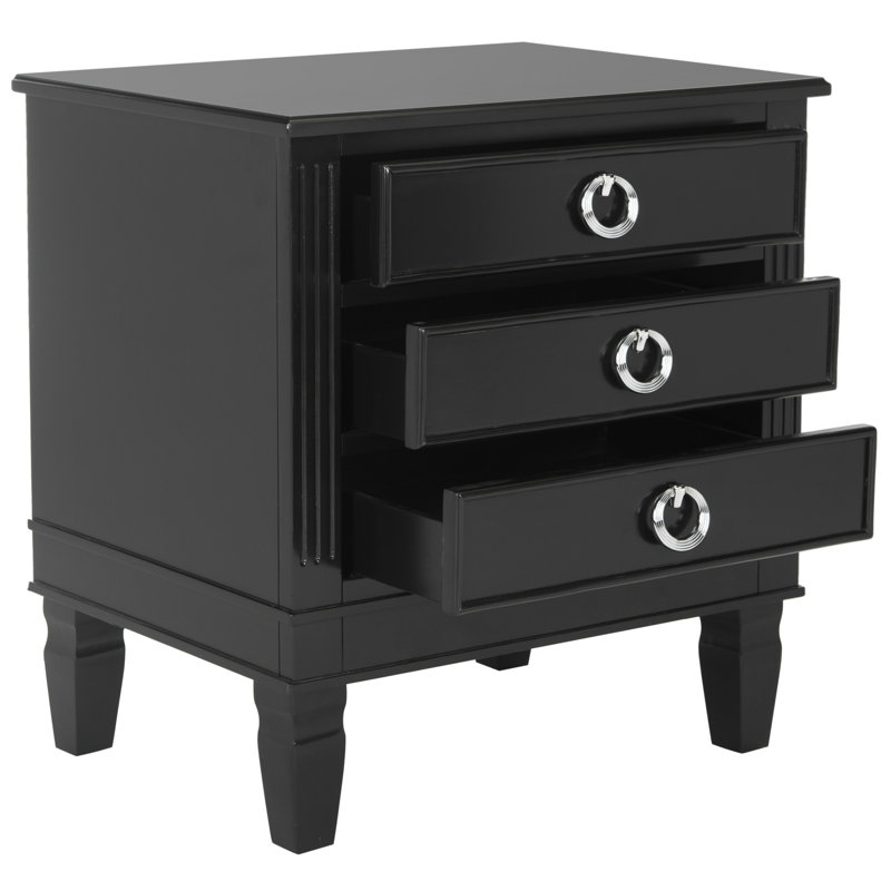 Aonesty 24'' W Solid Wood Nightstand, Black