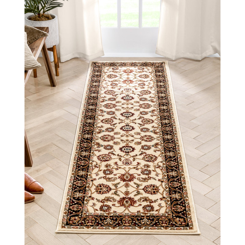 Zuehlke Sarouk Ivory Traditional Rug, Runner 2'3" x 7'3"