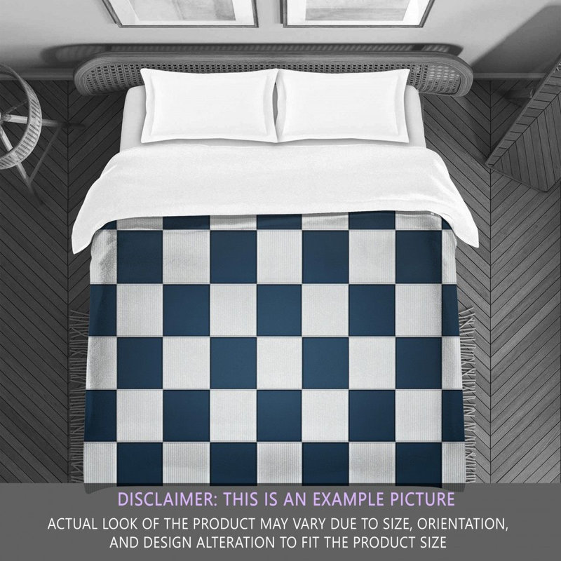 Machine Printed Comforter, Twin Comforter, Navy/Silver Checkered