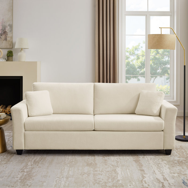 84.65'' Modern Upholstered Sofa, Beige, 33.86" H x 84.65" W x 31.5" D