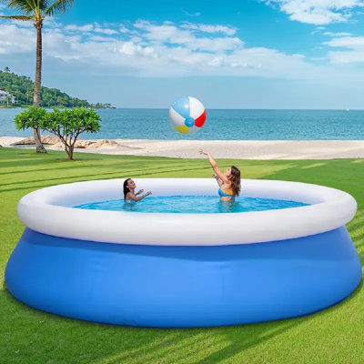 Ensemble de piscine extérieure gonflable ronde extérieure de 10 pi x 28 po, bleu