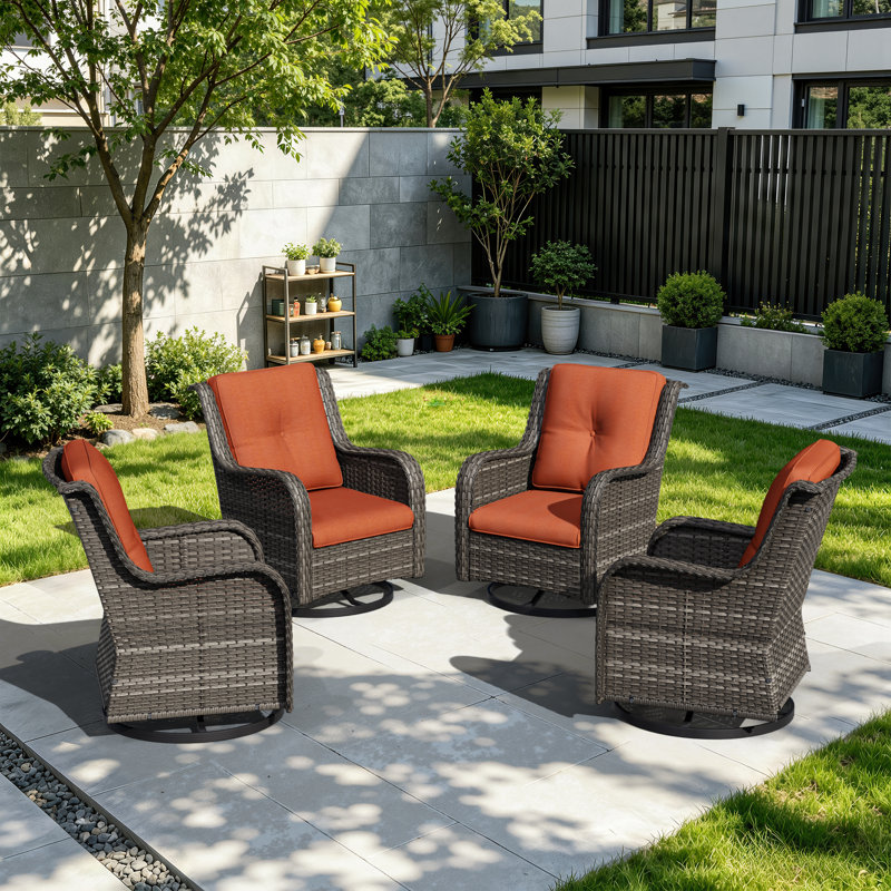 Ivandell Swivel Outdoor Lounge Chair, Orange