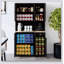 Armoire de rangement pour garde-manger autoportante avec tablettes réglables, comptoir de four à micro-ondes et grand espace de rangement