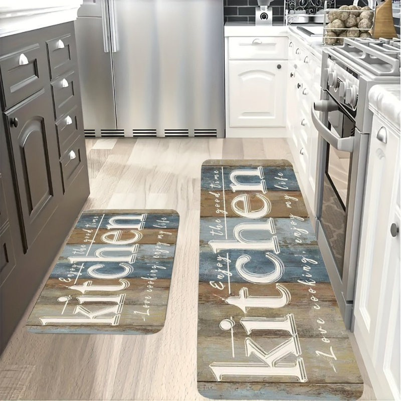 Tapis de sol rustique, tapis de flanelle antidérapant 2 pièces