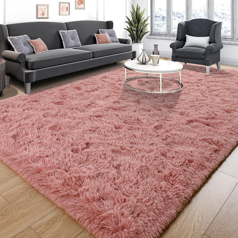 8×10ft Solid Color Rug Fluffy Shag Area Rug Indoor Carpet for Living Room Bedroom Bedside Nursery Kids' room