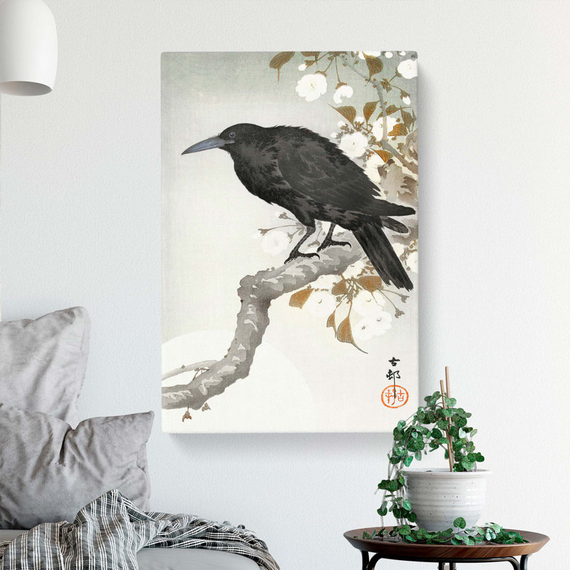 A Crow on the Blossom Tree by Ohara Koson - Wrapped Canvas, 76cm H x 50cm W x 3cm D