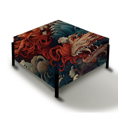 Dragon Motifs - Japanese Large Square Ottoman