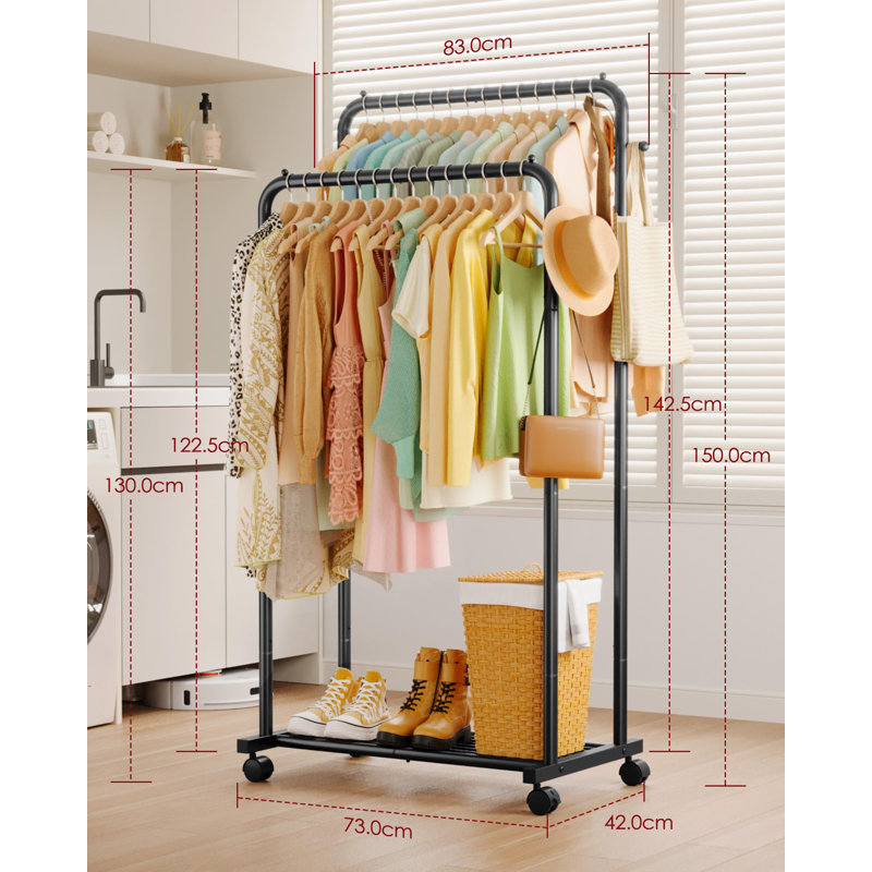 73cm Rolling Clothing Rack, Black