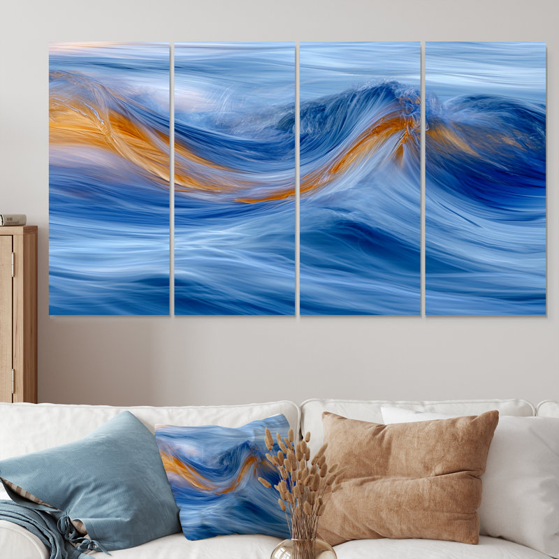 «Maier - Abstract Modern Waves», art mural 4 pièces, H 28 po x l 48 po