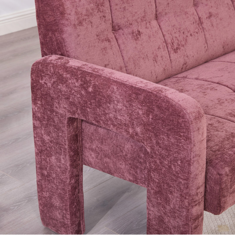 Small Loveseat Sofa With Dual Armrests,modern Double Armchair For Small Space, Wine Red