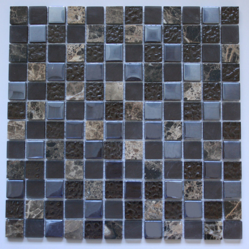 Carrelage en verre multicolore 1 po x 1 po