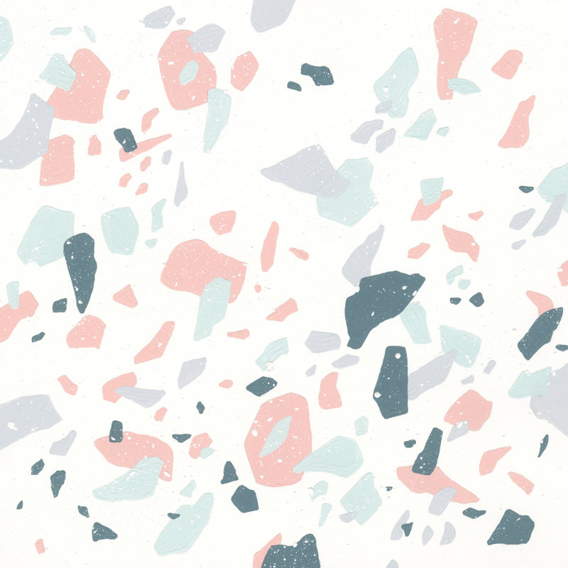 Terrazzo I, Non, H 12 po x l 12 po, Toile encadrée noyer flottant