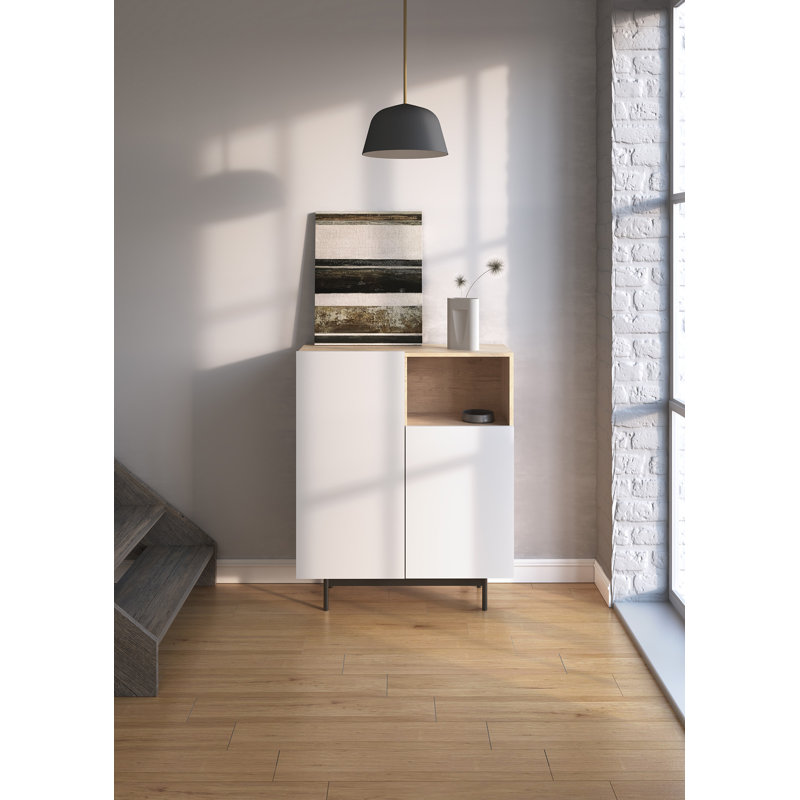 Eliscar Standard Accent Chest, Light Oak/White/Black