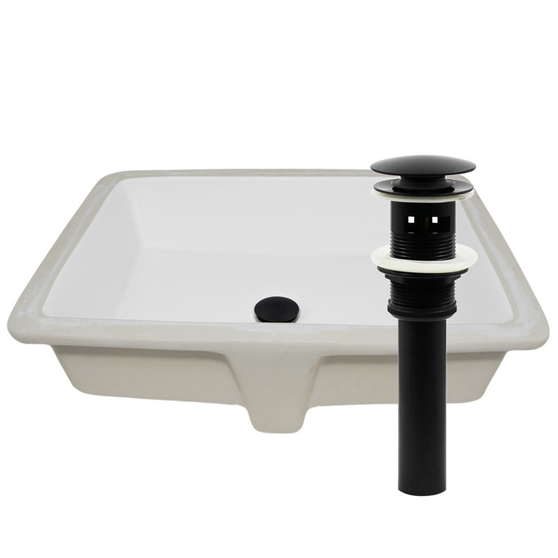 Novatto 20.5'' Porcelain Rectangular Bathroom Sink with Overflow, Matte Black